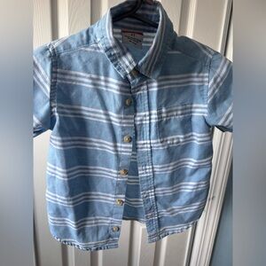 Wrangler Light Blue and White Striped Kids Button Down Shirt